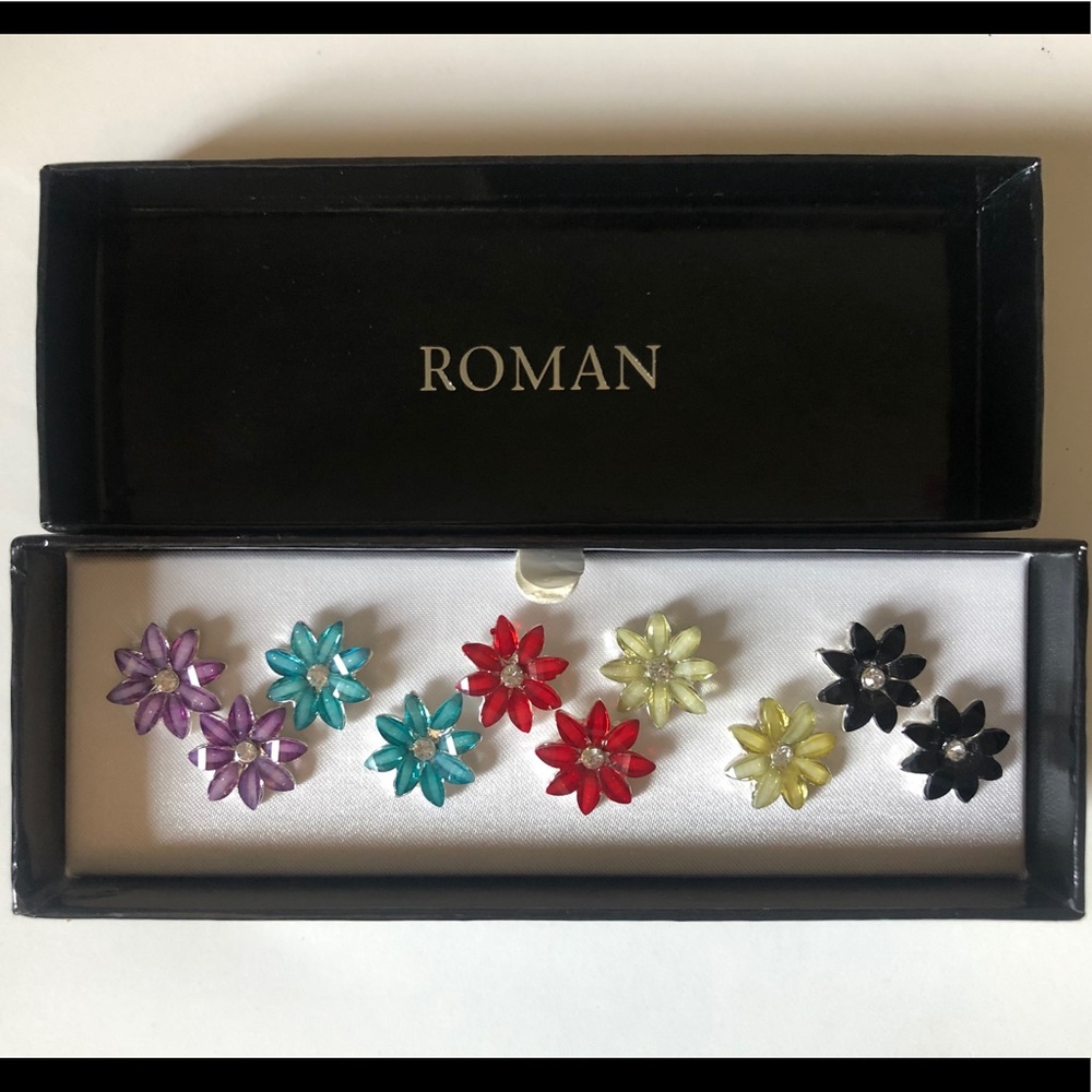 💙 Roman Pack of 5 Flower Earrings